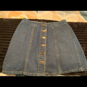 Denim button front skirt